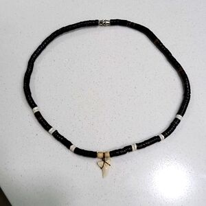 Shark Tooth Necklace Vintage REAL Boho Surfer Tortoise Heishi